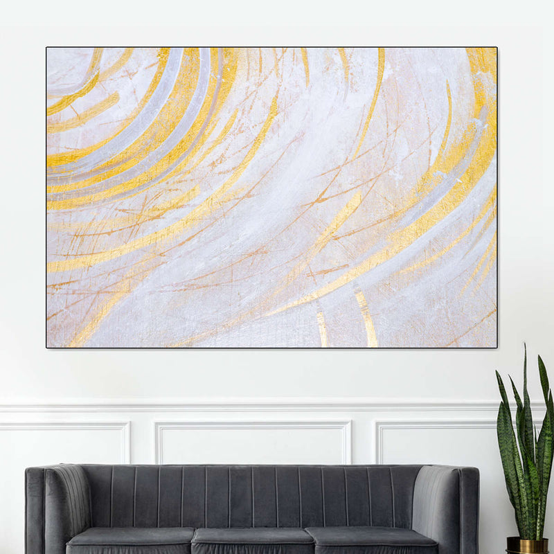 White And Gold Abstract Wall Art