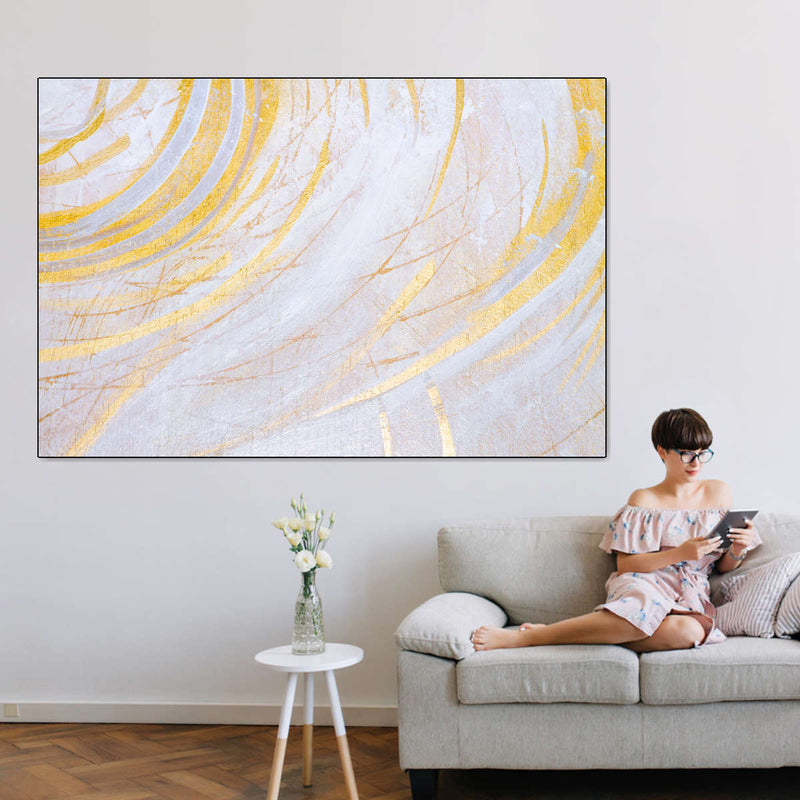 White And Gold Abstract Wall Art
