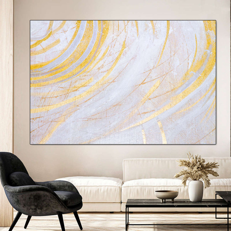 White And Gold Abstract Wall Art