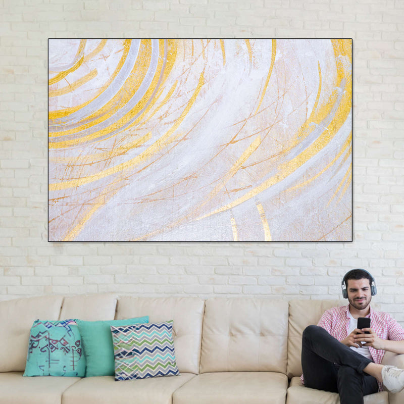 White And Gold Abstract Wall Art