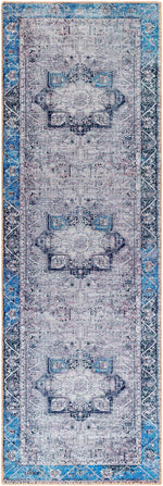 Rosman Blue&Beige Washable Area Rug