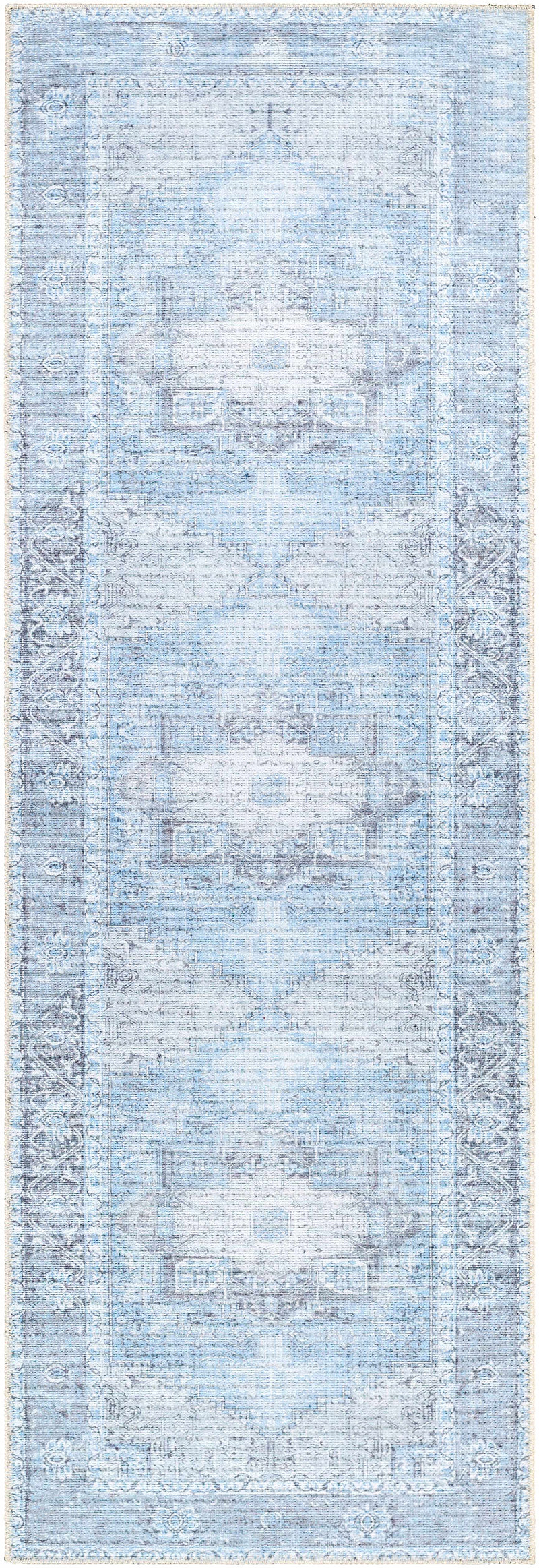 Aqua Rosman Washable Area Rug