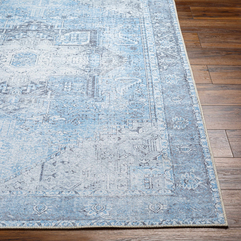 Aqua Rosman Washable Area Rug