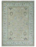 Antique 10x14 Hand Knotted Beige and Ivory Traditional Vintage Persian Style Wool Rug | TRDCP8241014