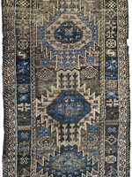 Antique 1880s Primitive Tribal Baluch Wool Rug 3’x6’4”