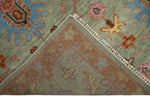 Vintage Style Beige, Rust, Pink and Blue Hand Knotted Traditional Oushak Multi Size wool Area Rug