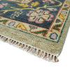 Custom Made Antique look Hand Knotted Camel, Teal and Charcoal Traditional Heriz Serapi Wool Rug