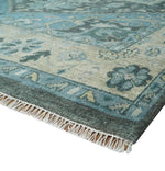 Antique look Hand Knotted Charcoal, Camel and Blue Traditional Heriz Serapi Multi size Wool Area Rug