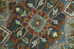 Hand Knotted Charcoal, Camel and Teal Traditional Heriz Serapi Multi size Wool Area Rug