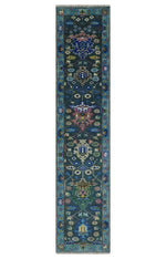 Antique Hand Knotted Green Moss and Blue Traditional Turkish Vintage Oushak Custom Made Wool Area Rug