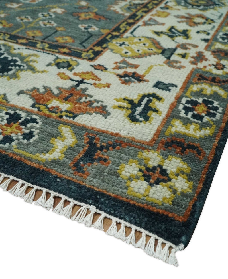 Antique 8x10 Gray and Ivory Traditional Persian Oushak Wool Rug | TRDCP1114810