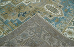 3x5 Antique Camel, Blue and Ivory Heriz Serapi Wool Rug