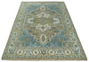 3x5 Antique Camel, Blue and Ivory Heriz Serapi Wool Rug