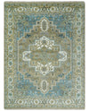3x5 Antique Camel, Blue and Ivory Heriz Serapi Wool Rug