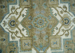 3x5 Antique Camel, Blue and Ivory Heriz Serapi Wool Rug