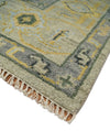 Antique 9x12 Hand Knotted Beige and Silver Traditional Persian Vintage Oushak Wool Rug | TRDCP705912
