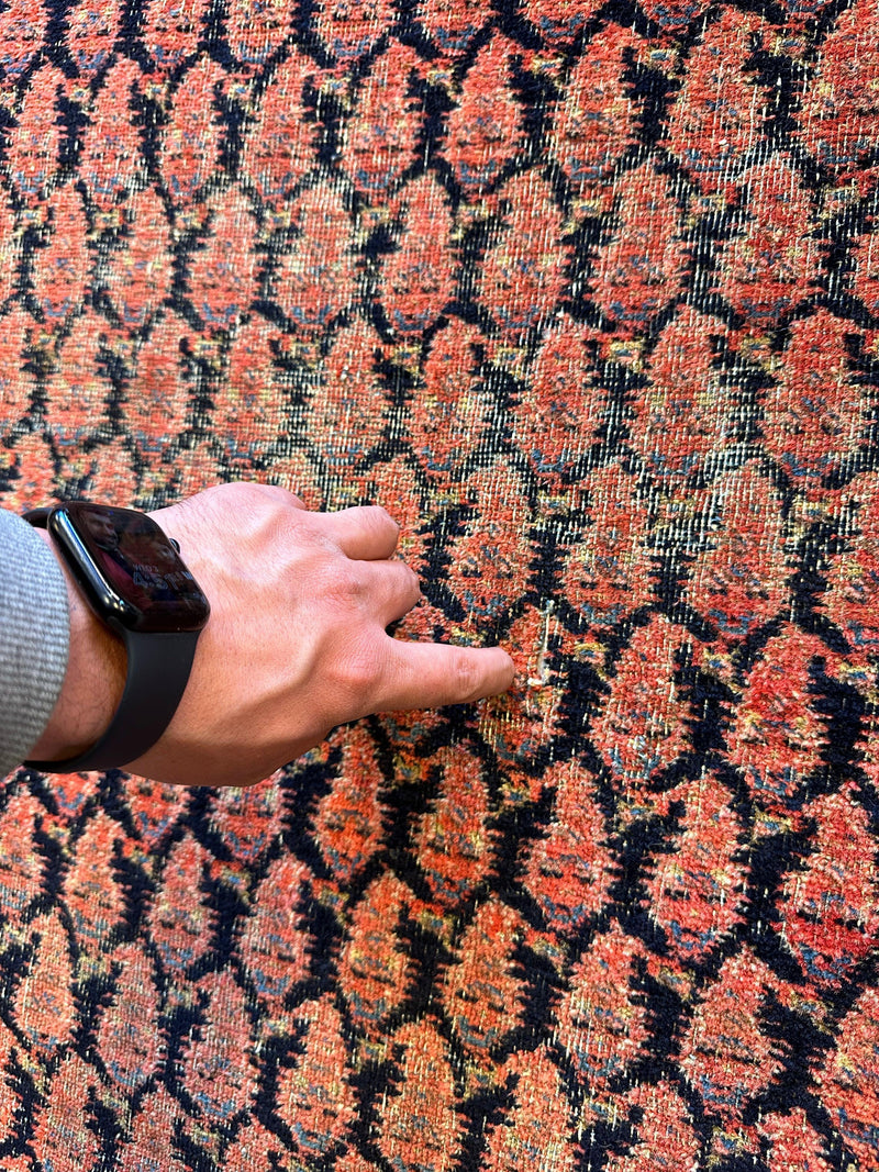 Antique All Over Paisley Kurdish Afshar Fragment Runner 3’3” x 7’7”