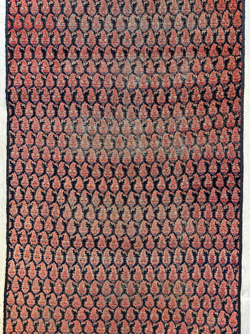 Antique All Over Paisley Kurdish Afshar Fragment Runner 3’3” x 7’7”