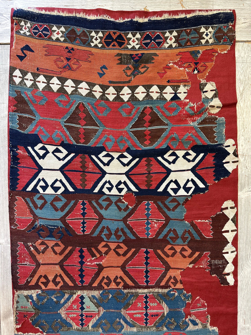 19th C Antique One Of A Kind Anatolian Rug Fragment Collector Special, Turkish rugs