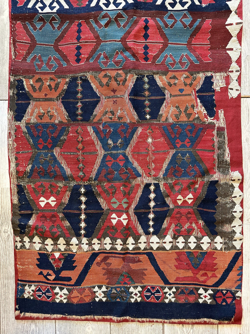 19th C Antique One Of A Kind Anatolian Rug Fragment Collector Special, Turkish rugs