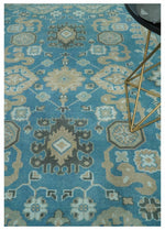 Antique  Blue and Ivory 8x10Traditional Persian Oushak Wool Rug | TRDCP1126810