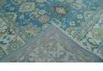 Antique  Blue and Ivory 8x10Traditional Persian Oushak Wool Rug | TRDCP1126810