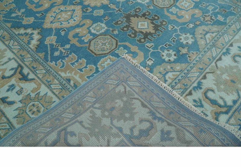 Antique  Blue and Ivory 8x10Traditional Persian Oushak Wool Rug | TRDCP1126810