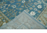 Antique Blue and Brown Persian Oushak Multi Size wool Area Rug