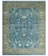Antique Blue and Brown Persian Oushak Multi Size wool Area Rug
