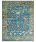 Antique Blue and Brown Persian Oushak Multi Size wool Area Rug
