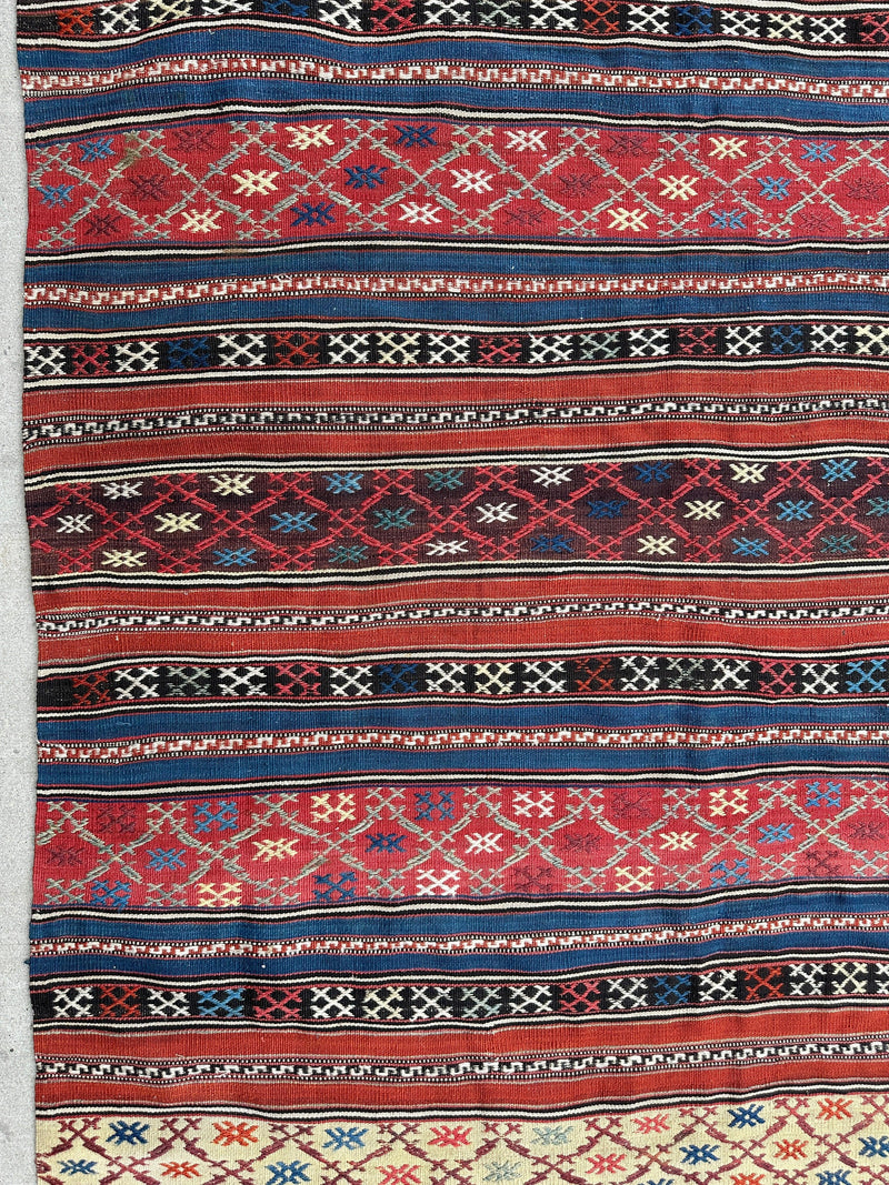 Antique Caucasian Shahsavan Soumak Rug 4’9” x 7’4”