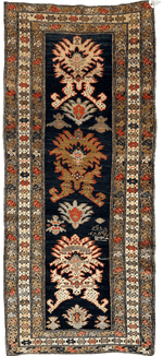 Antique Caucasian KarabakhSigned & Dated Wool on Wool Runner Rug 3 X 7