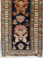 Antique Caucasian KarabakhSigned & Dated Wool on Wool Runner Rug 3 X 7