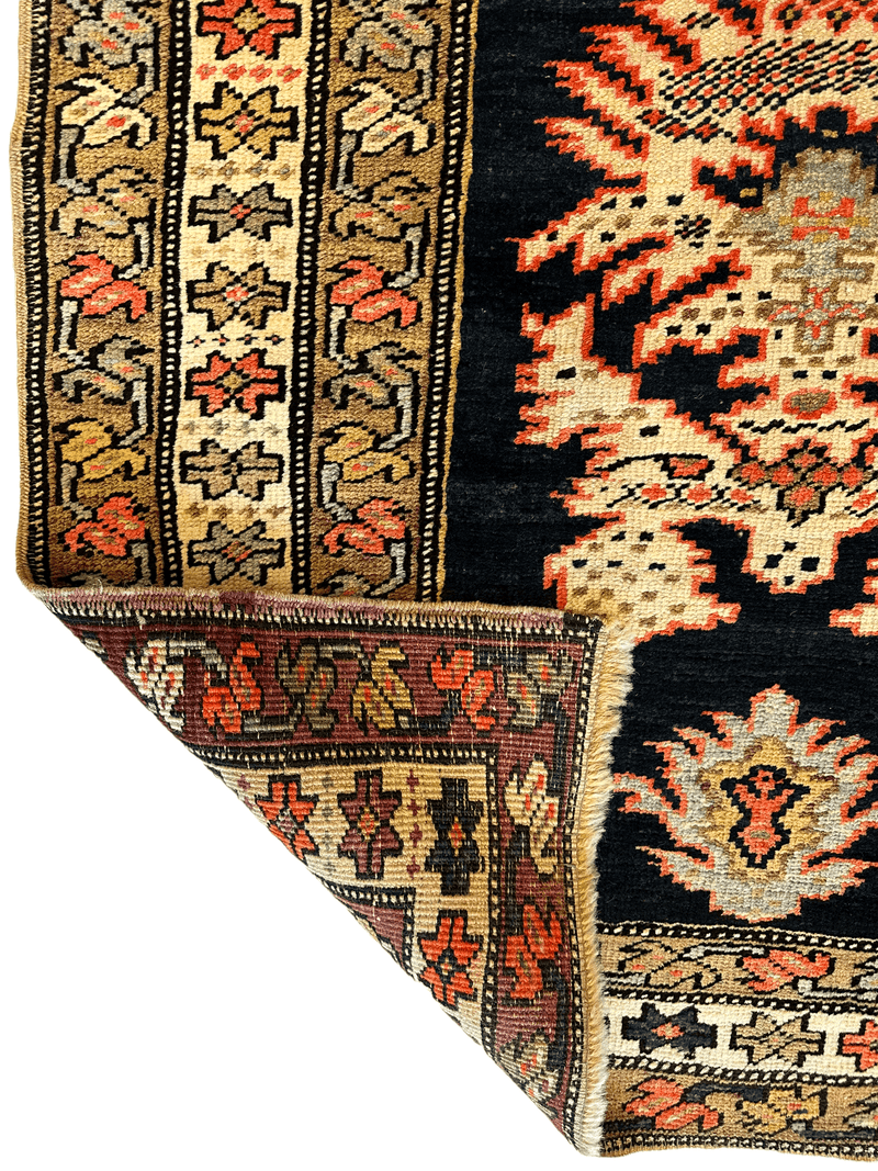 Antique Caucasian KarabakhSigned & Dated Wool on Wool Runner Rug 3 X 7