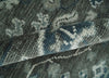 Antique Charcoal Hand Knotted Oushak Silver and Blue Traditional Wool Rug