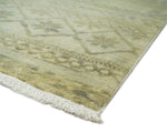 Antique faded 8x10 Vintage Oriental Traditional Olive and Beige Wool Area Rug | TRDCP547810