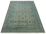 Antique Fine 8x10 Hand Knotted Beige and Blue Traditional Vintage Persian Wool Rug | TRDCP828810