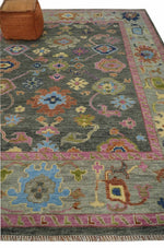 Antique Gray and Pink 5x8, 6x9, 8x10, 9x12, 10x14 and 12x15 Wool Traditional Persian Silver Vibrant Colorful Hand knotted Oushak Area Rug | TRDCP787