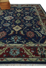 Antique Hand Knotted Blue, Beige and Rust Traditional Oriental Oushak Custom Made Wool Area Rug