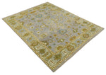 Antique Moss 8x10 Hand Knotted Silver and Green Traditional Persian Antique Wool Rug | TRDCP766810