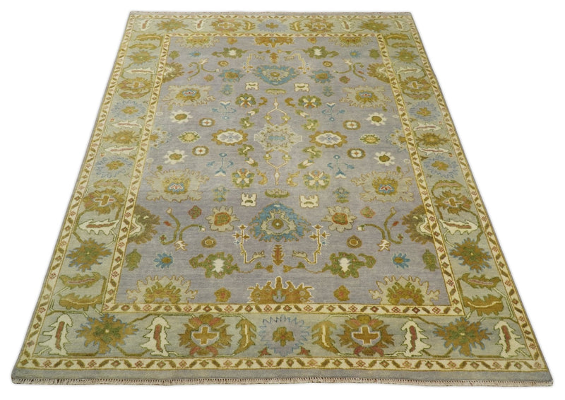 Antique Moss 8x10 Hand Knotted Silver and Green Traditional Persian Antique Wool Rug | TRDCP766810