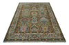 Antique Moss All Wool Traditional Persian Silver, Rust and Blue Hand knotted Oushak Area Rug | TRDCP718