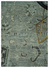 Antique Oushak Silver and Charcoal Multi size Wool Area Rug