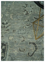 Antique Oushak Silver and Charcoal Multi size Wool Area Rug