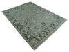 Antique Oushak Silver and Charcoal Multi size Wool Area Rug