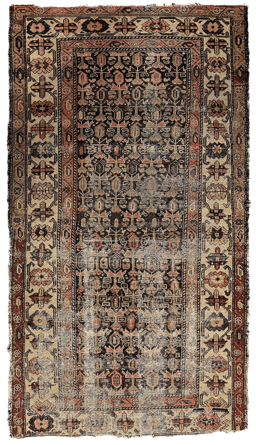 Antique Worn Late 19th Century Persian Rug 3’3” x 6’