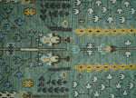 Hand Knotted Aqua Green and Ivory Traditional Turkish Vintage Style Multi Size Wool Area Rug