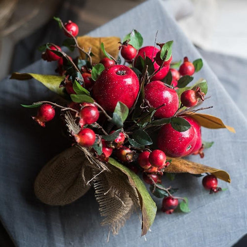 Artificial Faux Fruit Apple Pomegranate Bouquet 12" Tall