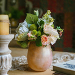 Artificial Silk Flower Bouquet Champagne Rose 12" Tall