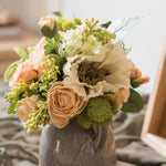 Artificial Silk Flower Bouquet Champagne Rose 12" Tall